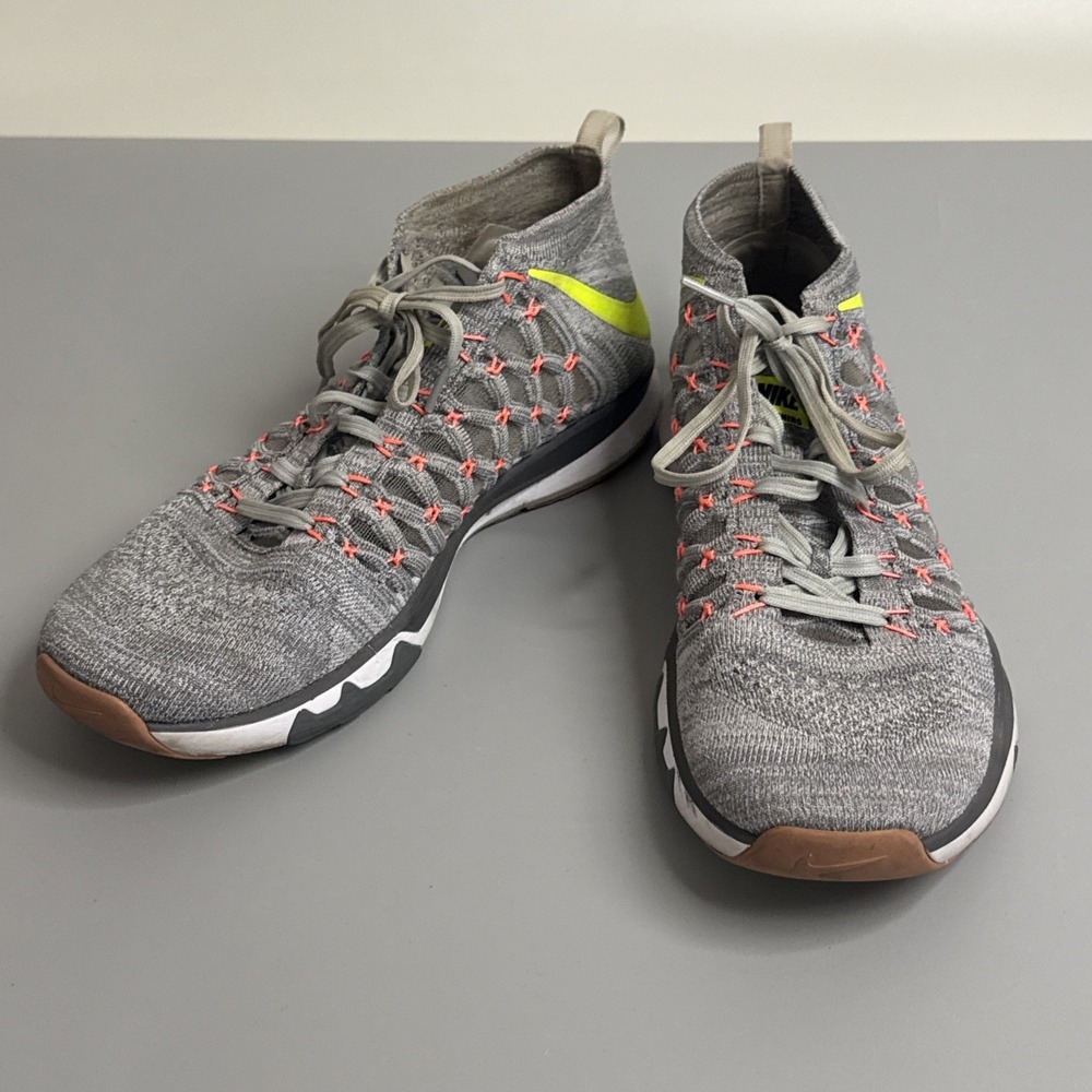Nike Training Sz 11.5 Ultrafast Flyknit Sneakers Flex Shoes Gray 843694-005